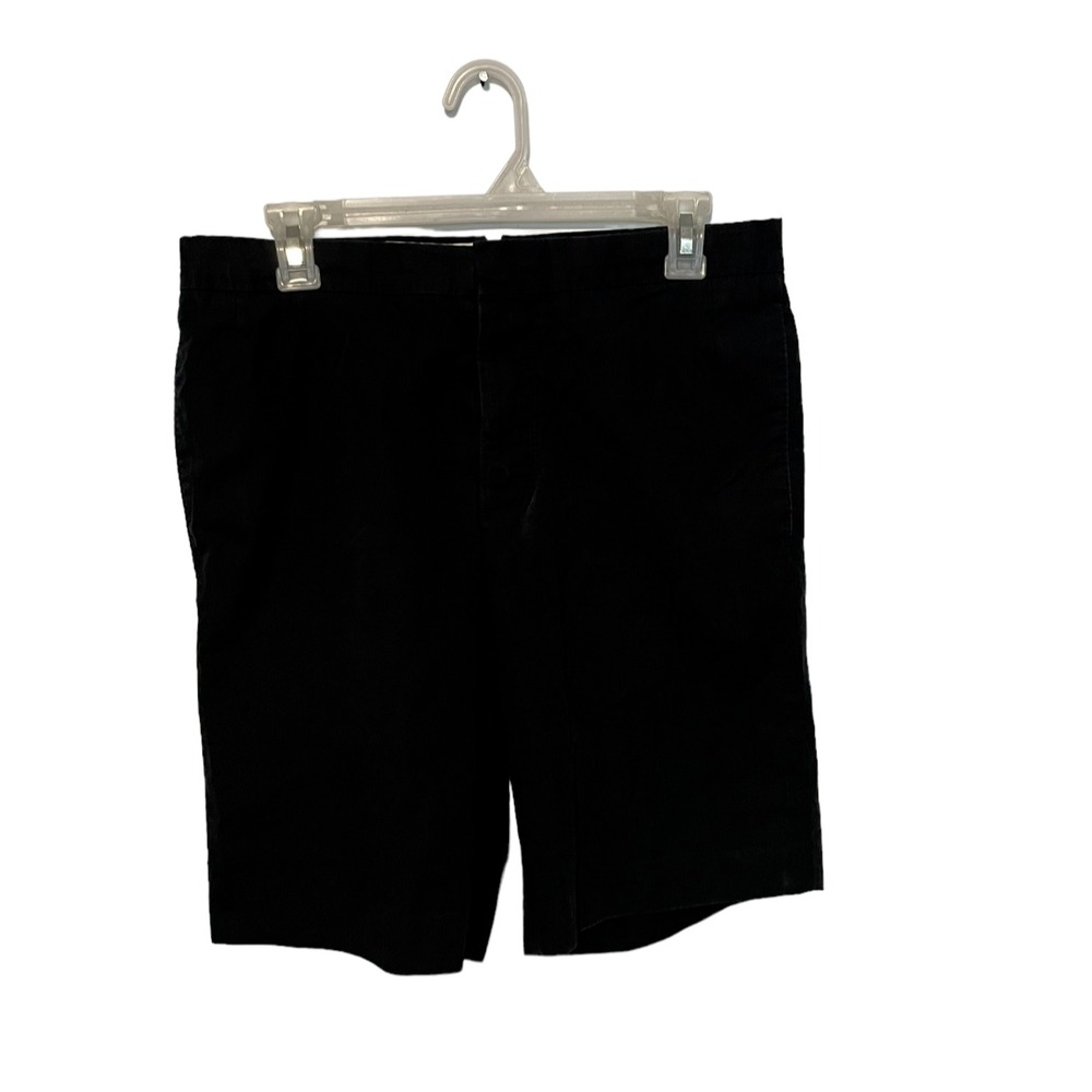 Club Monaco Shorts Mens 32 Black Chino Flat Front Casual Cotton 9" Button Fly